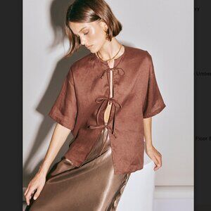 VRG GRL - Naomi Linen Smock Top Umber (size 8)